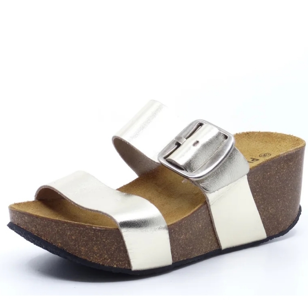 Plakton Metallic Wedge Sandals